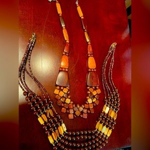 Two multi brown colored necklaces